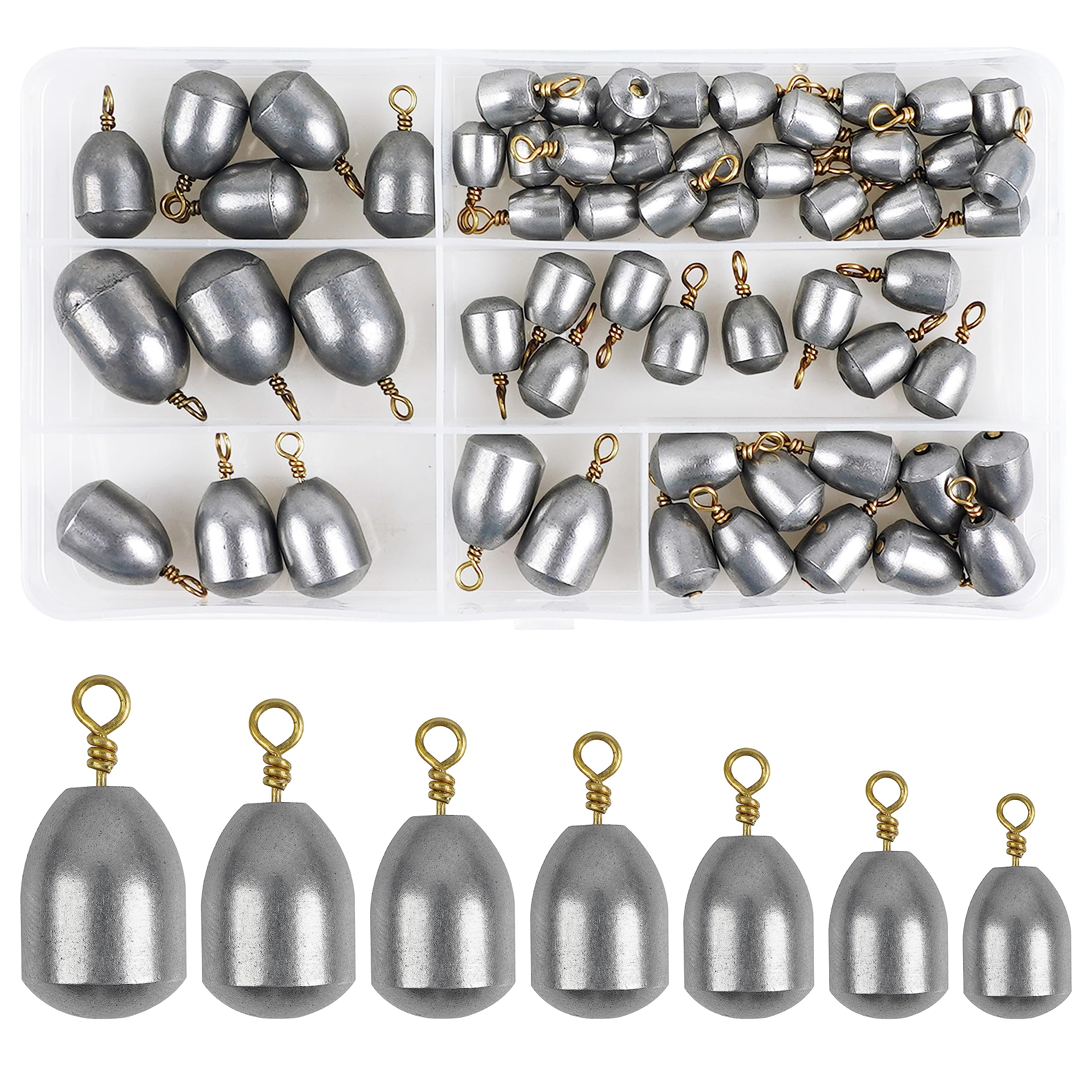 Bass Casting Sinker Fishing Weights Bell Sinkers Assortment Kit Iron Fishing Sinkers and Weights Brass Ring for Saltwater Freshwater