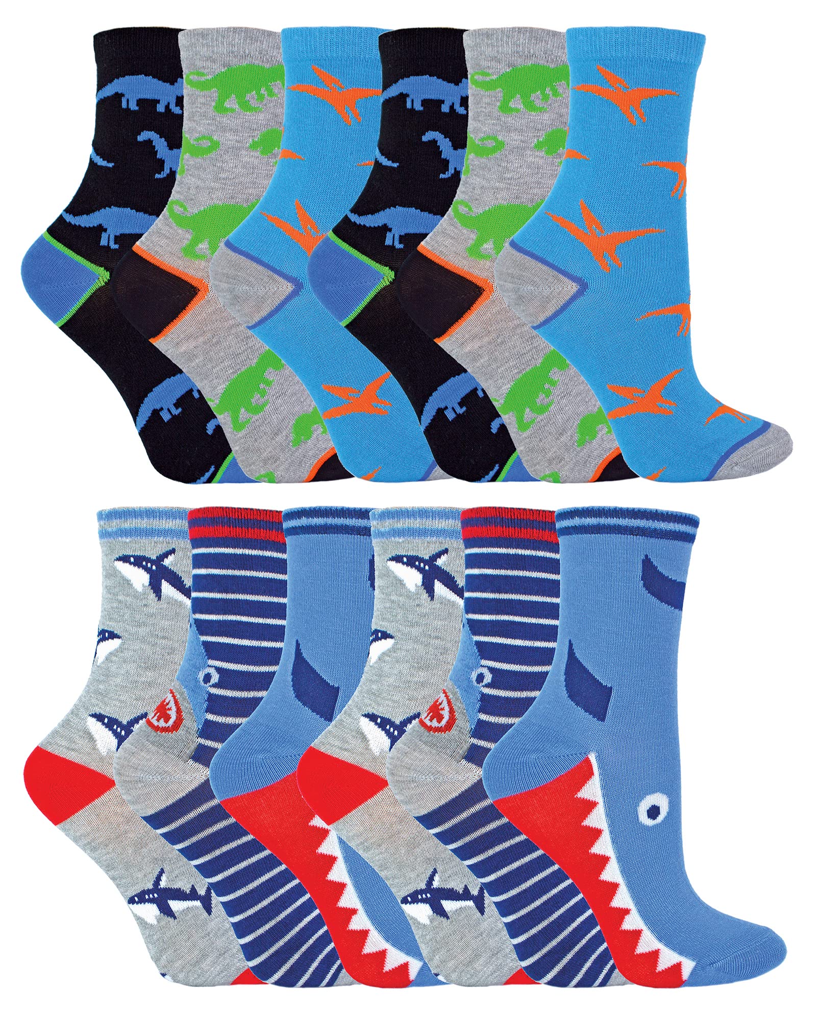 12 Pair Multipack Kids Novelty Bamboo Trainer Socks | Sock Snob | Breathable Low Cut Socks with Fun Designs