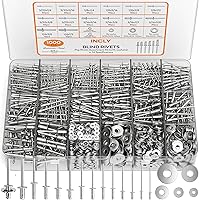 INCLY 1000-Pc Aluminum Pop Rivets Kit with 304 SS Washers - 14 Sizes Blind Rivets for Metal, Organized Storage Case