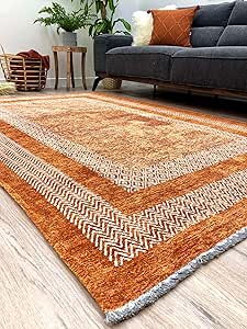 Amazon.com: Alfa Rich 5x8 Burnt Orange Washable Area Rugs for Living