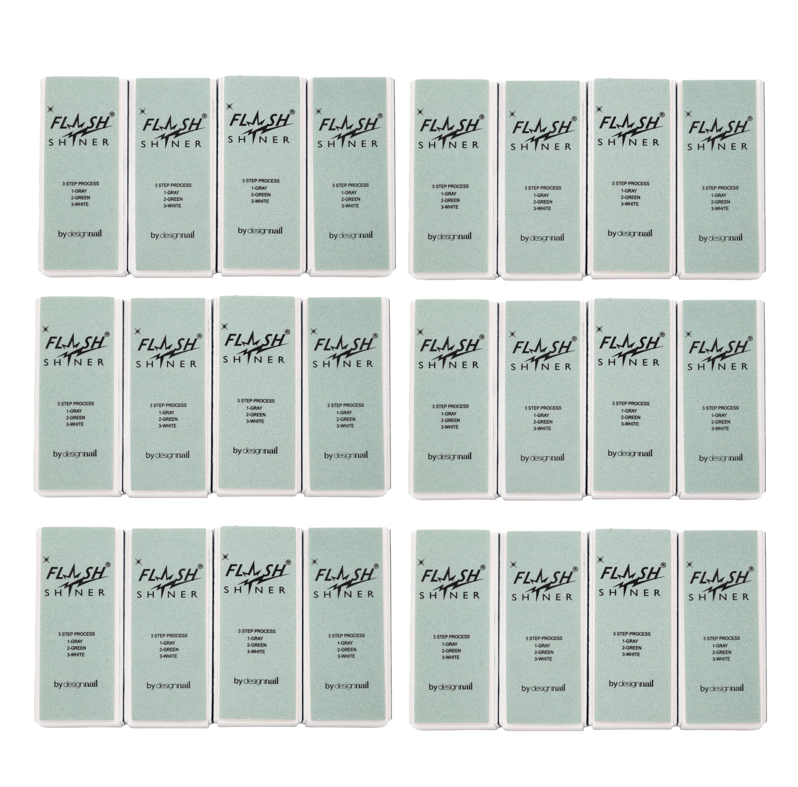 Flash Shiner Nail Buffer 3 Ways – Pack of 24 – Professional 3-Step Nail Buffer Blocks – Smooth, Condition & Shine – Natural Nail Polisher for Salon or Home Use