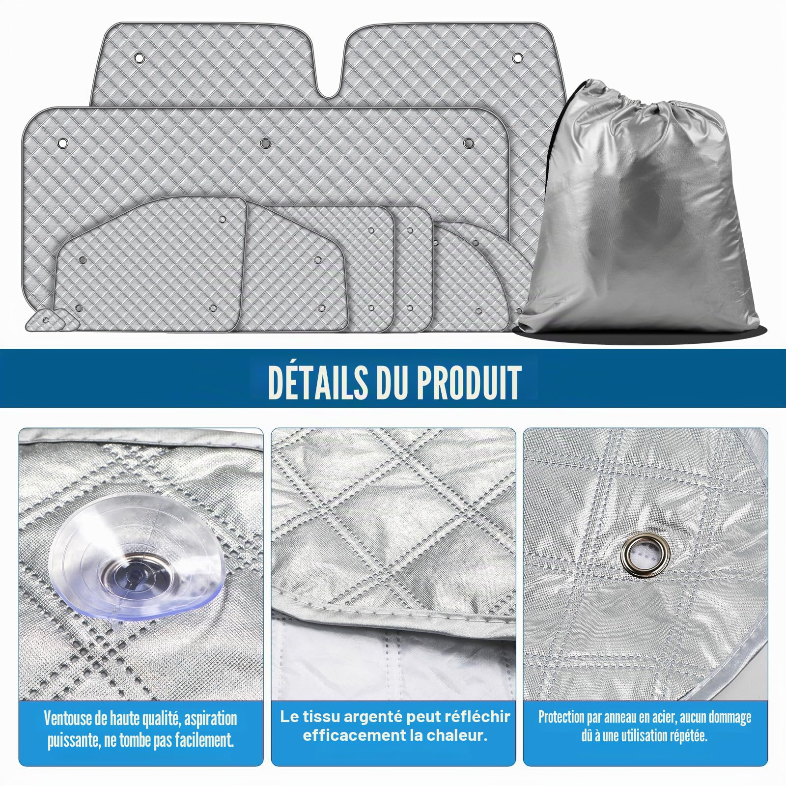 MaxAwe Lot de 10 tapis thermiques compatibles avec VITO II W639/Viano 2003-2014 LWB L2, pare-soleil intérieur de voiture, ensemble de stores thermiques, occultant, protection solaire