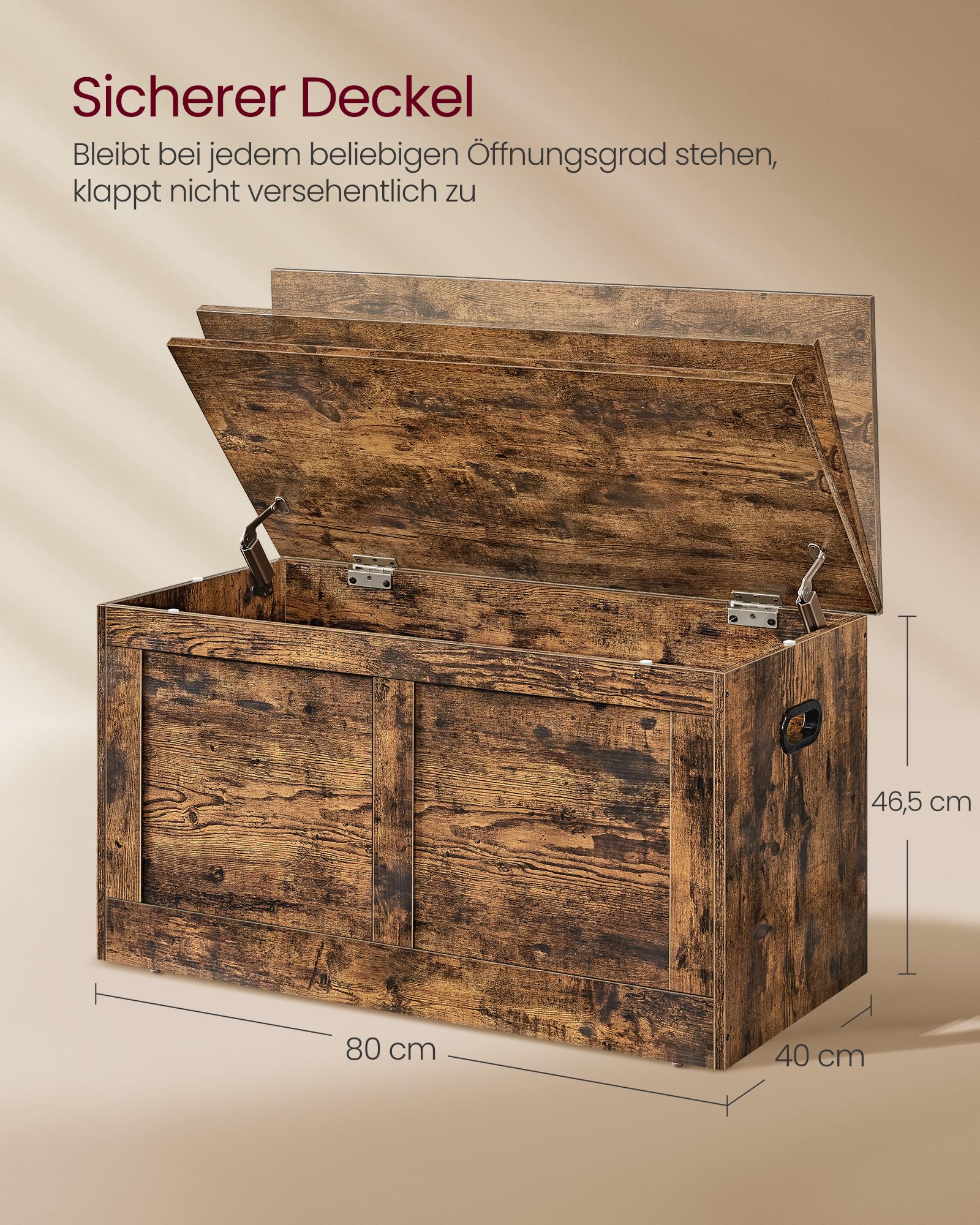 VASAGLE Storage Chest Bench Blanket Box 40x80x46.5 cm Rustic Brown