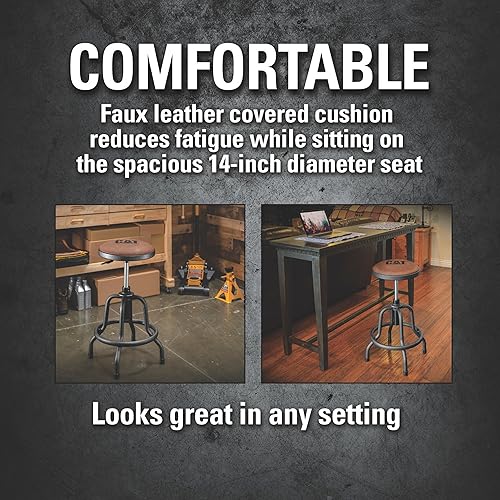 Miniatura 7 de Cat Taburete rústico de diseñador para tienda, cojín de asiento de piel sintética, altura ajustable, color marrón y negro 980841ECE