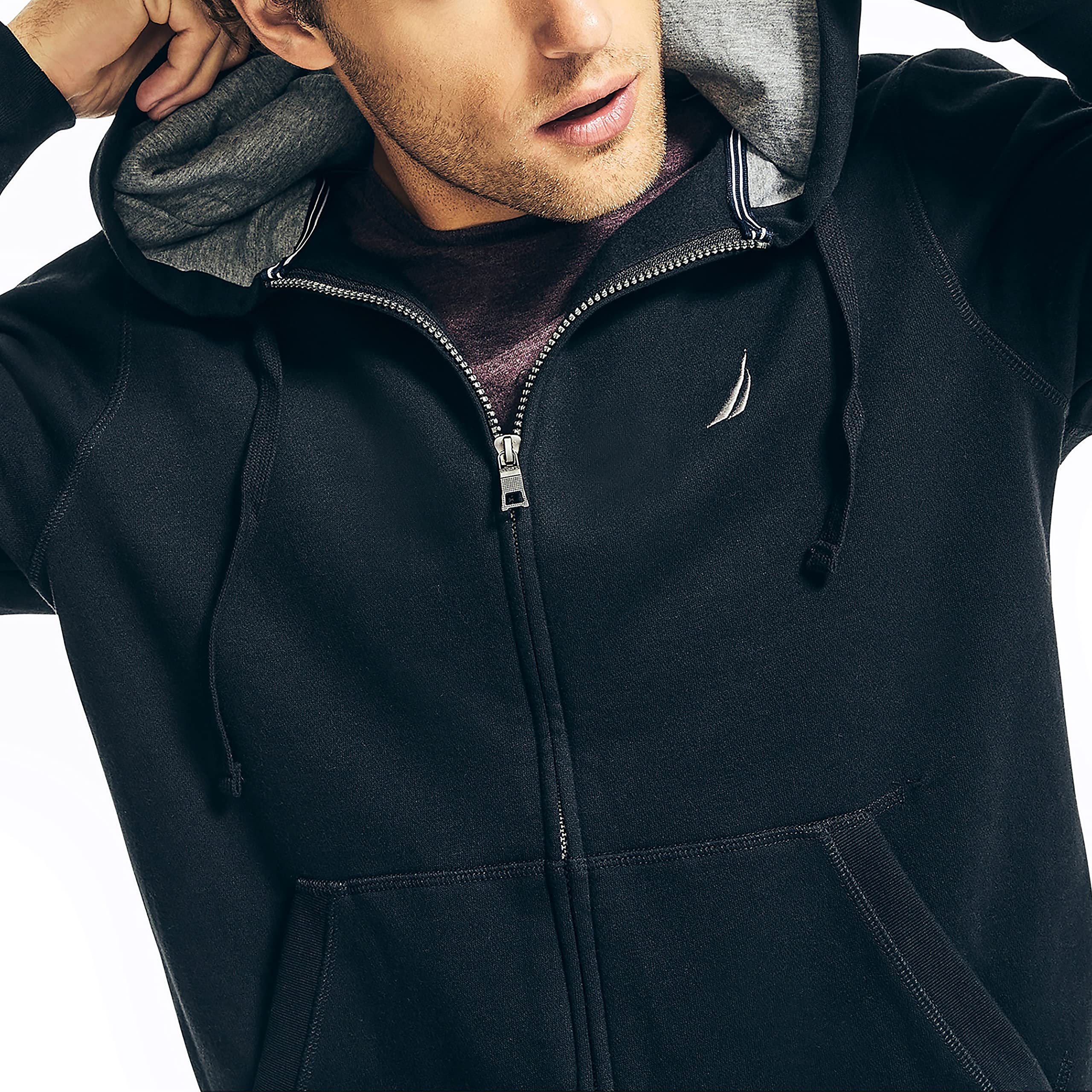 Nautica Herren Hoodie mit durchgehendem Reißverschluss