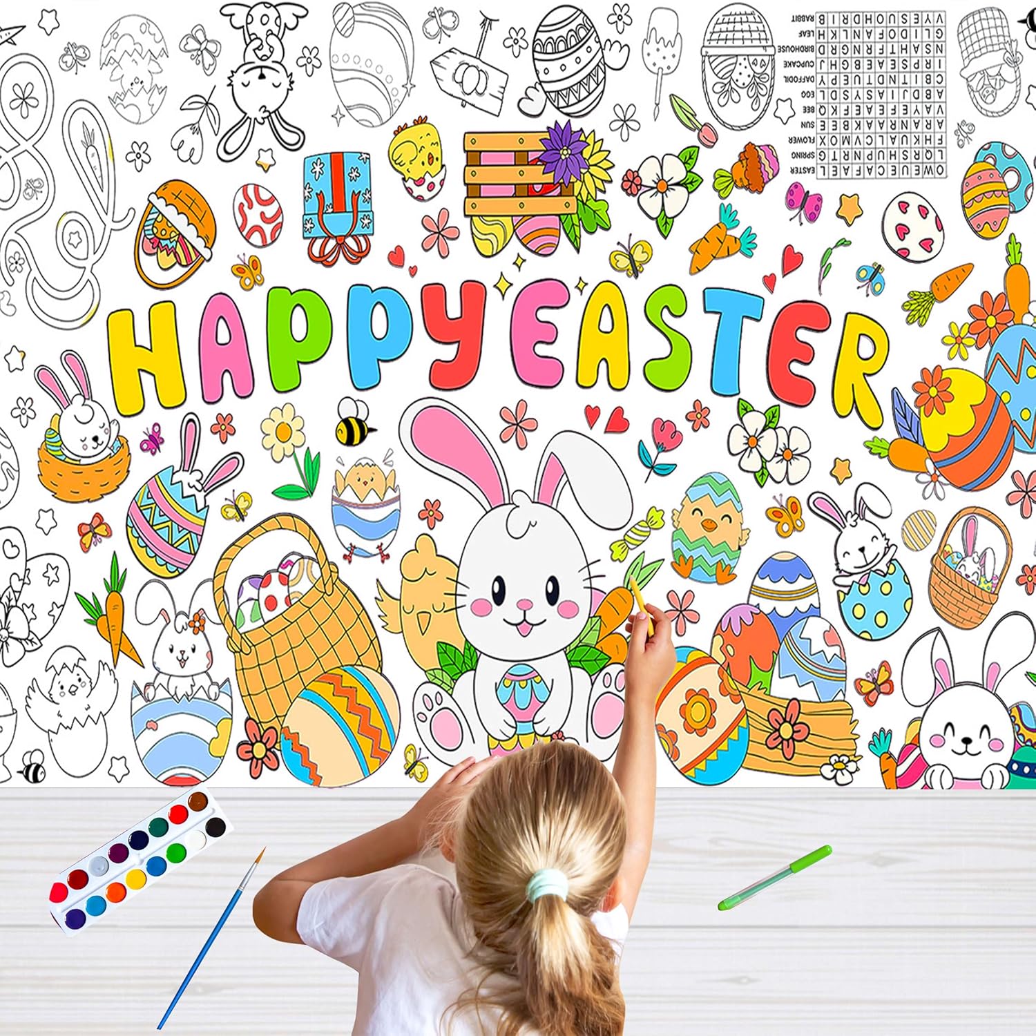 Large Christmas Coloring Tablecloth,54 x 108 Inches Xmas Giant Coloring Poster Paper Tablecloth for Party Decorations Home Activity Supplies