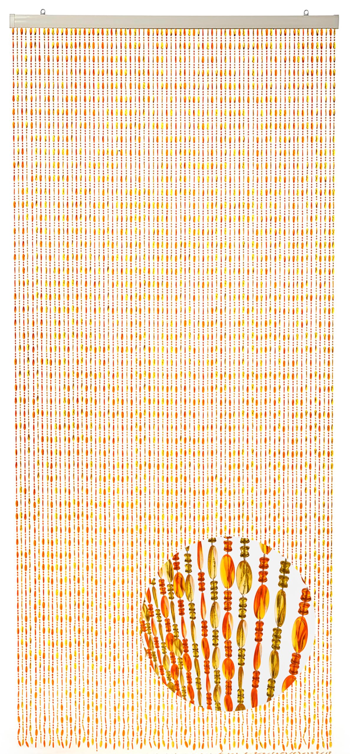 Kobolo Türvorhang ORANGE aus Kunststoff, 90x200 cm, Vorhang, Perlenvorhang, Insektenschutz, Dekovorhang für Tür, Balkon, Terrasse, Küche & Kinderzimmer