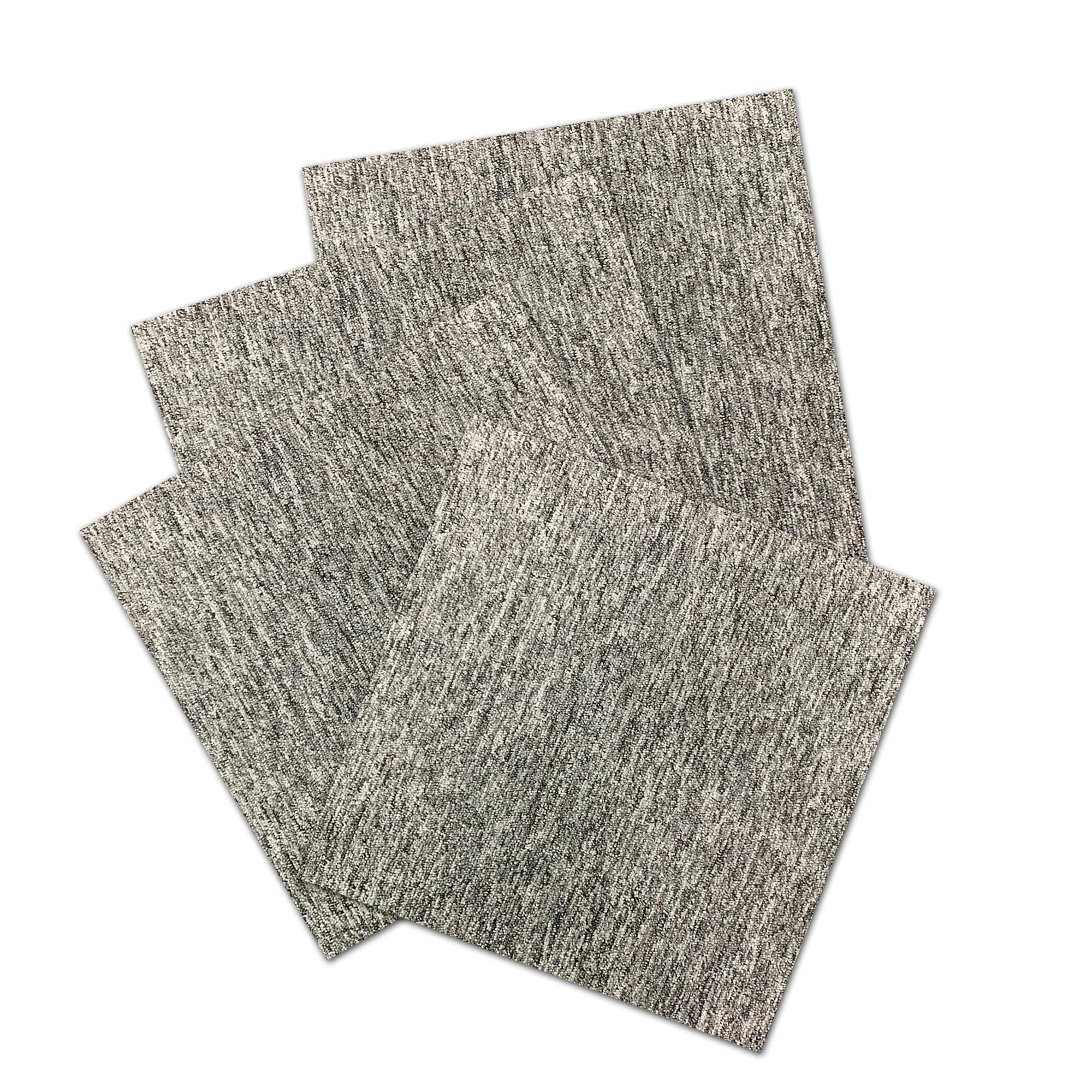Lot de 20 carreaux de moquette lourds de 5 m² pour chambre à coucher, salon, bureau - Revêtement de sol résistant et antidérapant - Dos bitume (gris)