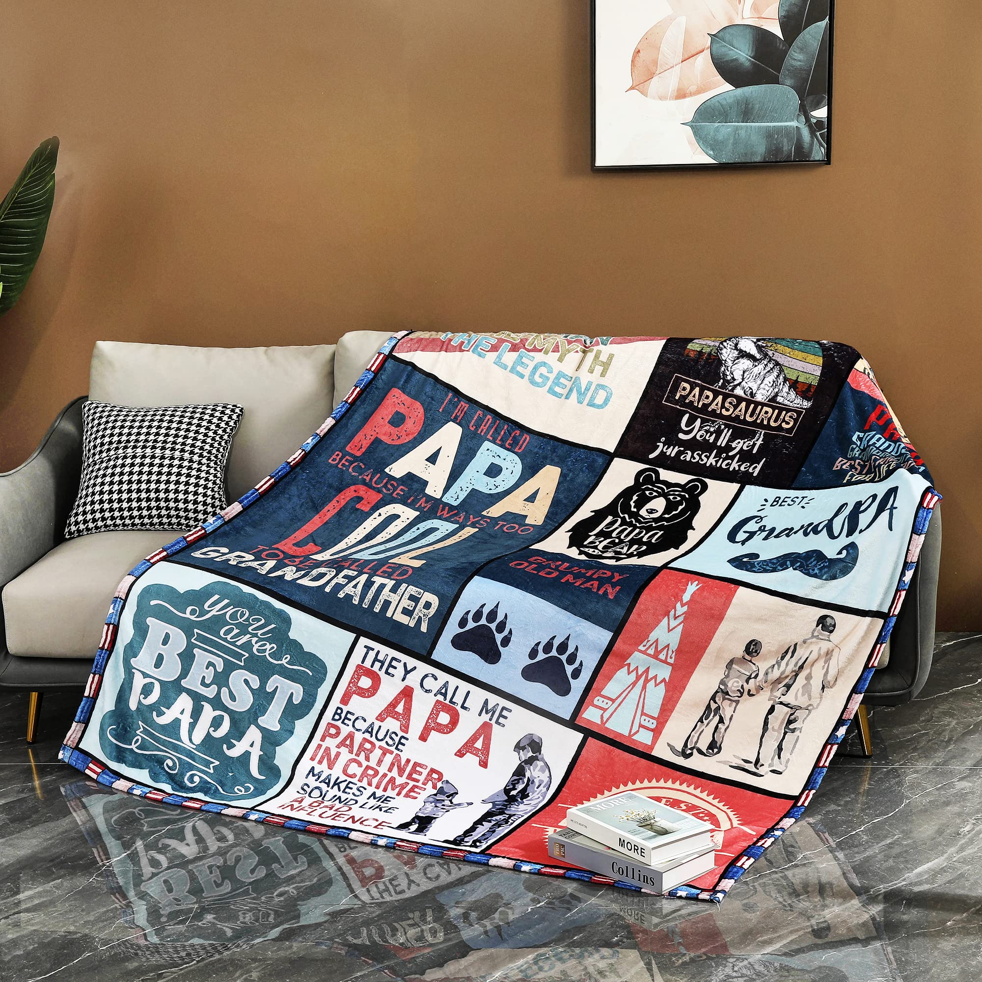 Treeswift Papa Bear Throw Blanket - Papa Bear Gifts for Dad, Grandpa from Son, Daughter for Father, Grandfather - Birthday Gifts for New Grandpa from Kids