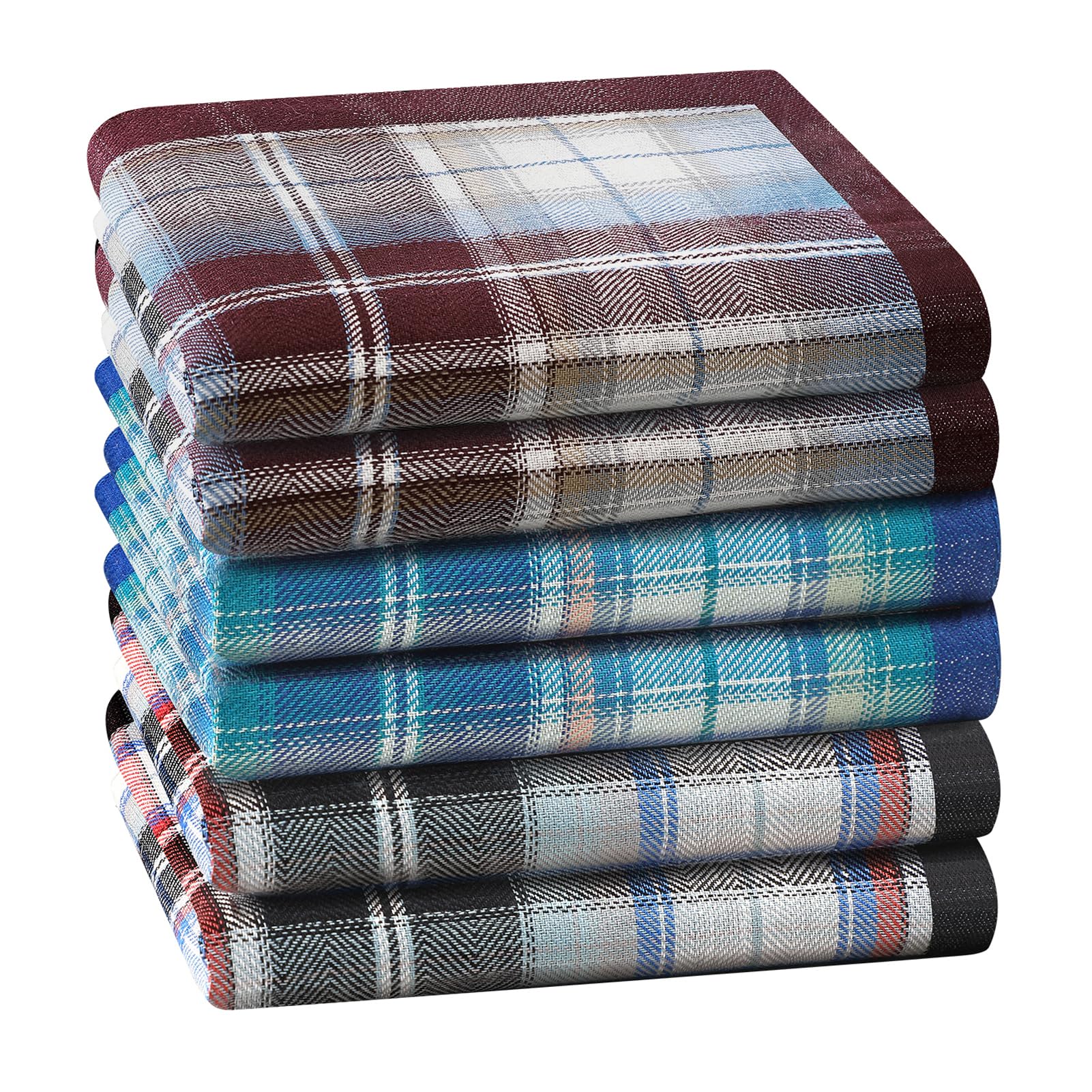 PACGOTH Handkerchiefs for Men, Soft Cotton Men’s Handkerchiefs, Striped Hankies for Men, Assort Hankies 17x17 6/9 PCS (Striped - 6PCS)