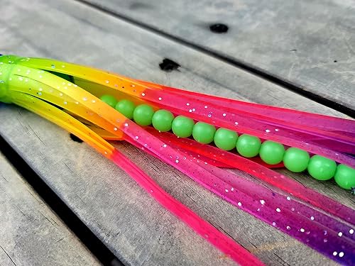 Miniatura 5 de Lobo Lures Paquete de 100 cuentas de 0.315 in LUMO GLOW in the Dark Round Lure Aparejo de hasta 400 libras de señuelos de arrastre y plataformas de