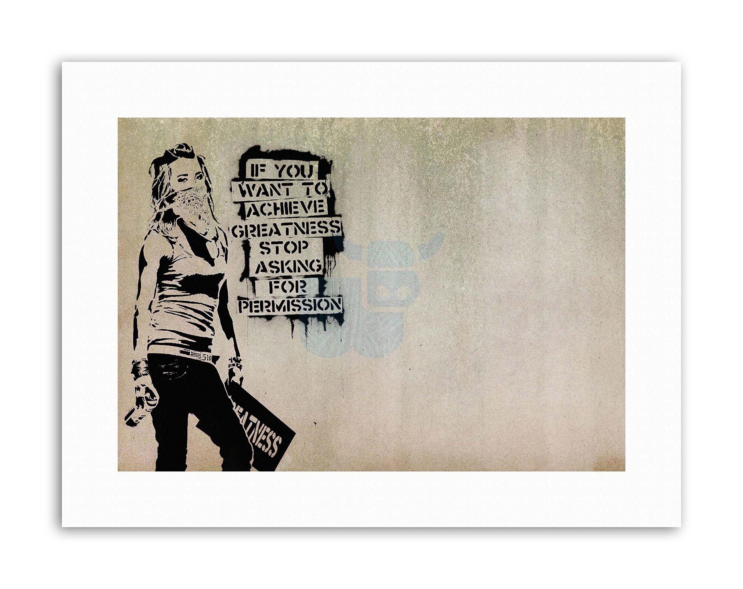 Wee Blue Coo Banksy Achieve Greatness Graffiti Street Art Canvas Art Print