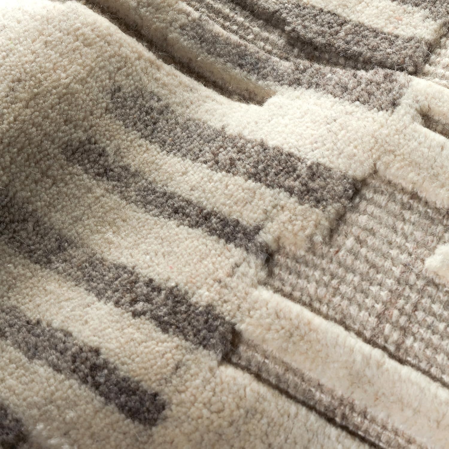 Dash & Albert Hicks Natural Hand Knotted Wool Rug, 7.5 X 9.5 Feet, Ivory Geometric Pattern - Premium Luxury Hotel Quality Soft Breathable Hypoallergenic Machine Washable Easy Care All Season
