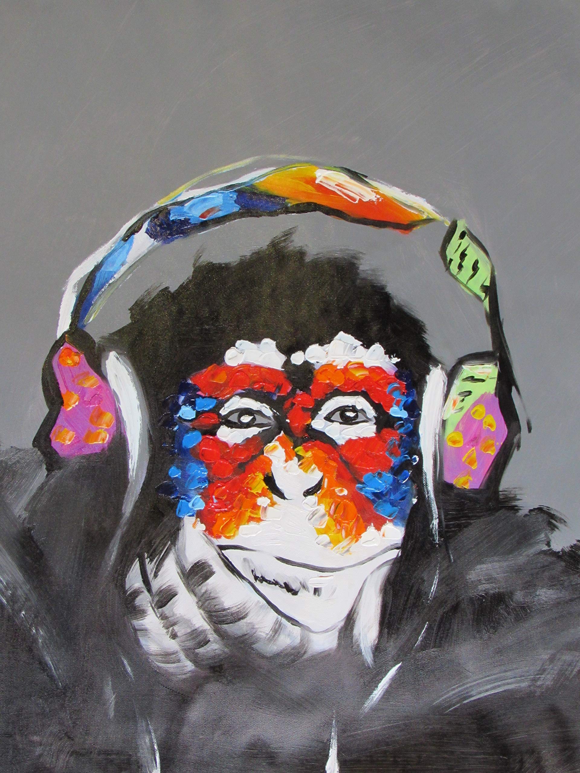 Peinture à l'huile de singe musical sur toile 50x61 cm