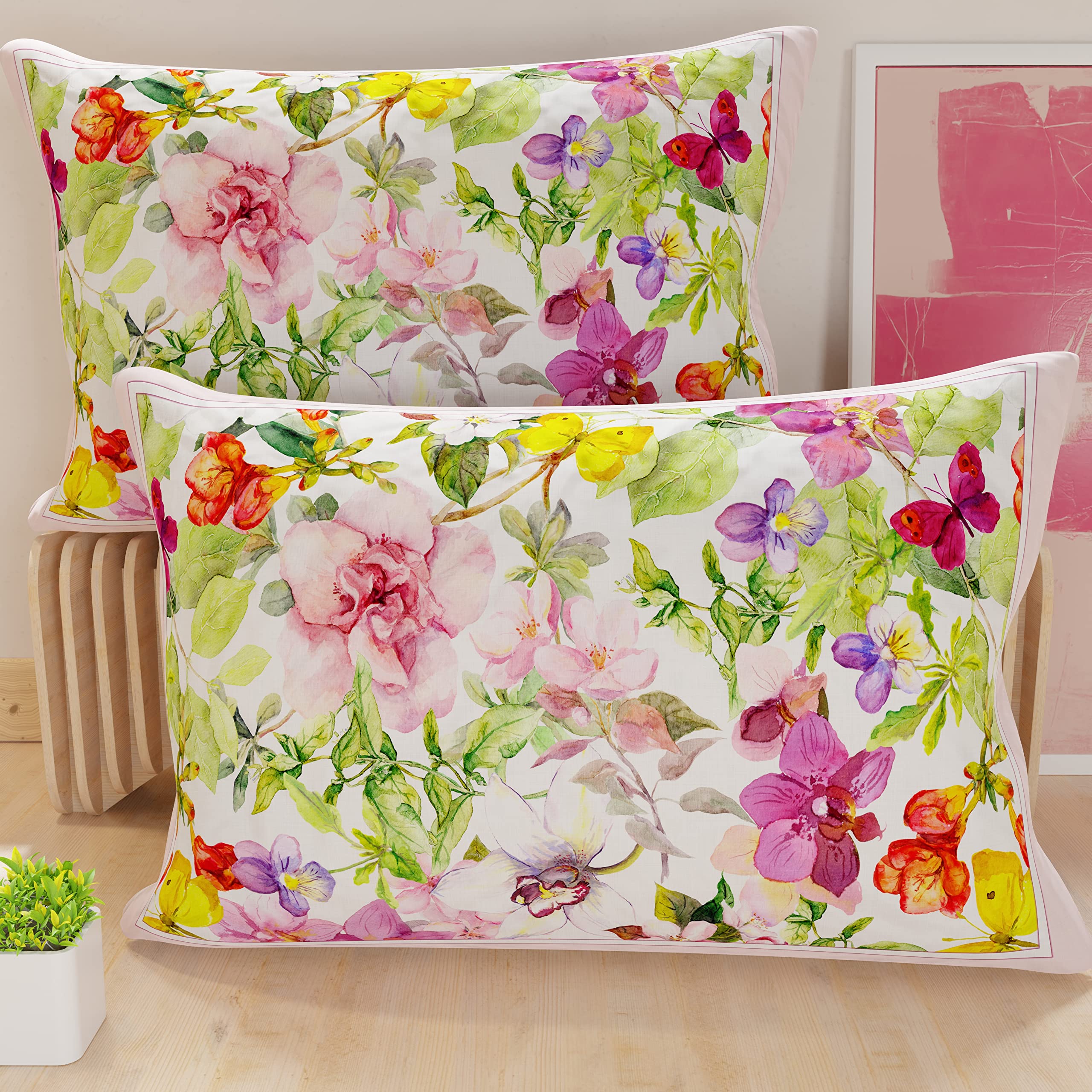 PETTI Artigiani Italiani Pair of Pillow Cases 50 x 80 cm Hypoallergenic Microfibre Pillowcases Made in Italy Butterfly - Image 2
