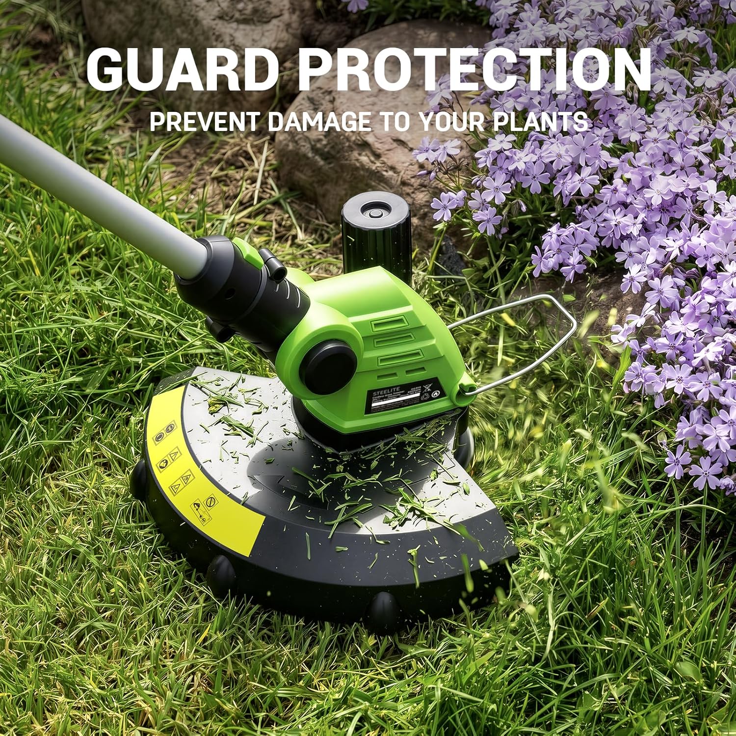 STEELITE 12-inch 21V Cordless String Trimmer, Battery Powered Weed Wacker with 2 x 2.0Ah Batteries and Charger, Electric Grass Cutter for Lawn Care and Edging