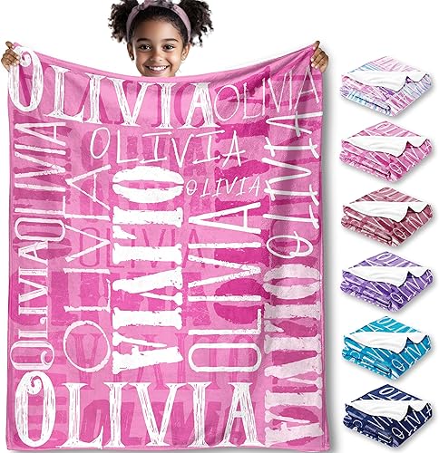 Yofair Manta personalizada con nombre, manta de bebé personalizada con palabras de letras, manta de franela de felpa suave para bebés, niños,