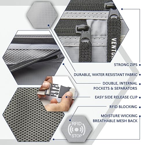 Miniatura 7 de VENTURE 4TH Cinturón de dinero RFID de diseño minimalista delgado con mangas de bloqueo RFID, para hombres y mujeres, ideal para mantener tu dinero,