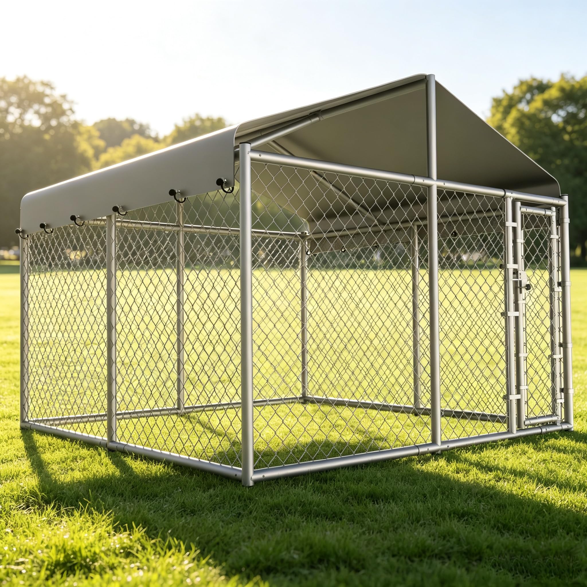 HEASON 10 x 10 x 6.56 ft Outside Dog Kennel Outdoor Large with Roof