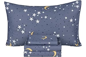 Scientific Sleep Full Size Cotton Sheets for Kids with Moon & Star Night Sky Design