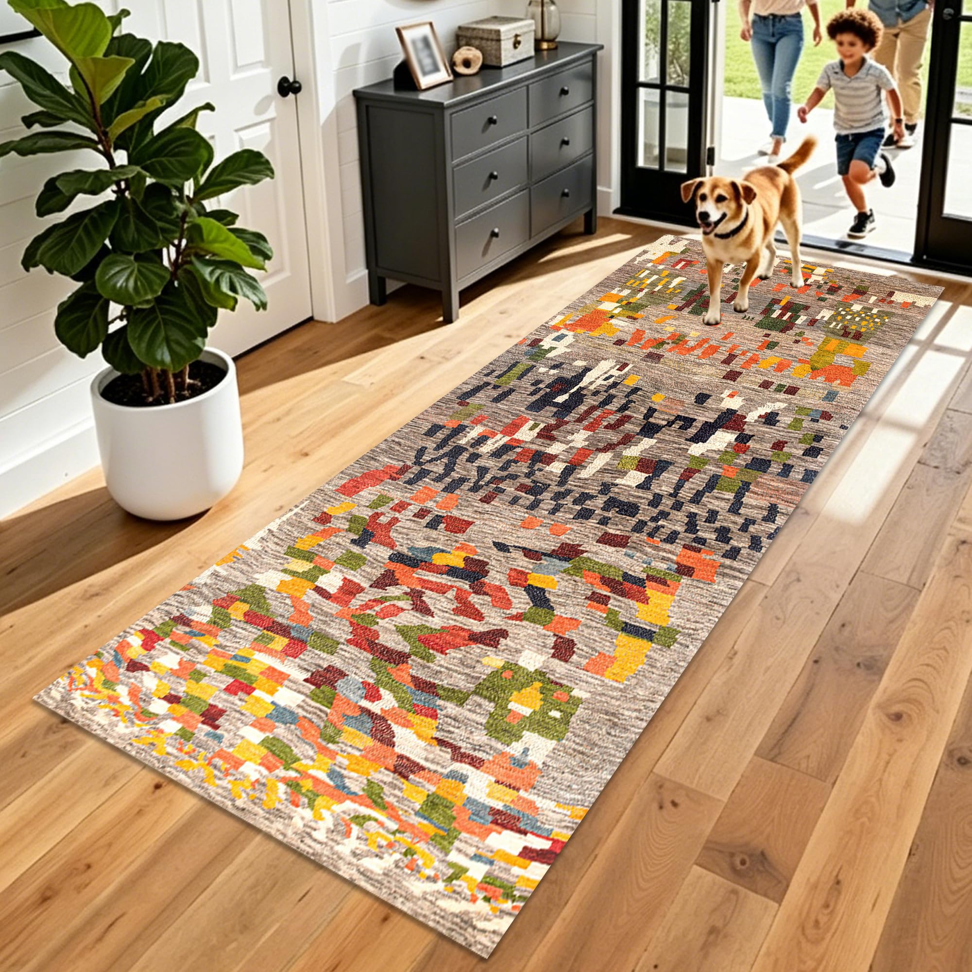 Tapis de Cuisine Lavable Tapis de Passage Couloir Antidérapant Tapis de Cuisine Devant Evier 50 x 180 cm Tapis Entree Interieur Long paillasson Tapis de Chambre Salon Tapis de Sol pour Cuisine