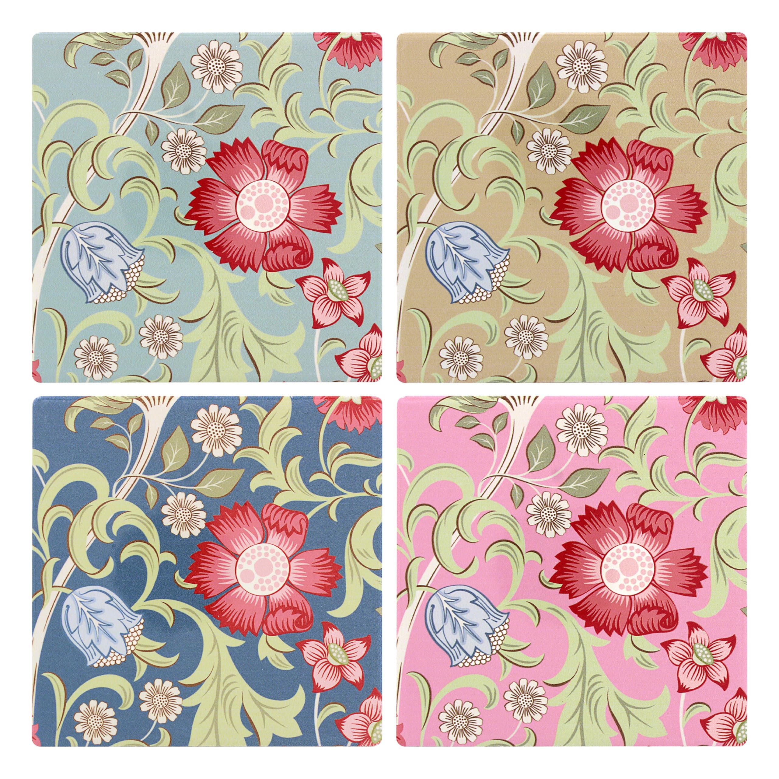 The Leonardo Collection Standen Ceramic Coasters S4 Standen Ceramic Coasters Set Of 4 William Morris For Home & Office | Stylish Coaster For Tabletops & Dining Spaces | Durable & Decorative Home Accessories For Drinks & Tables
