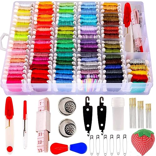 YITOHOP 200pcs+ Embroidery Floss kit, Friendship Bracelet String Kit with Organizer Box-Included 100pcs Friendship Bracelet Floss Thread,Cross Stitch Kits Xmas Gifts - Large