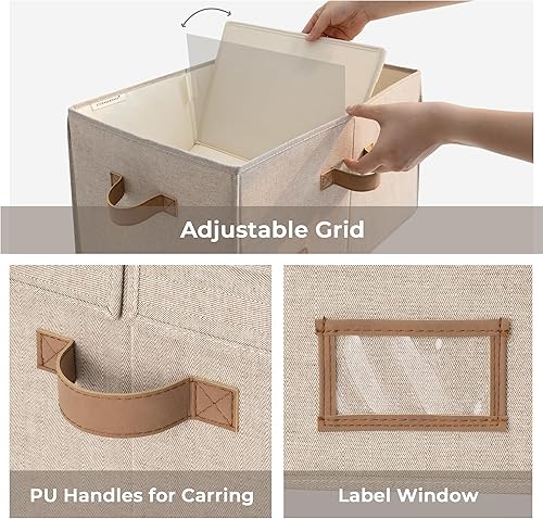 Miniatura 9 de StorageWorks Contenedor de almacenamiento de tela, cajas de almacenamiento grandes de 55 L con tapa de doble apertura y tablero divisor,