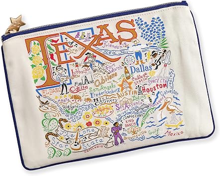 Catstudio Natural Texas Zipper Pouch Purse, Travel Cosmetic Bag, Makeup Bag