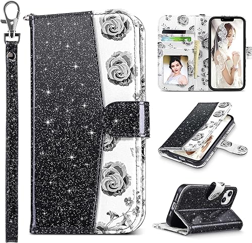 Miniatura 44 de ULAK Funda tipo cartera compatible con iPhone 13 para hombres, funda protectora con tapa de piel PU premium y función de caballete con tarjetero