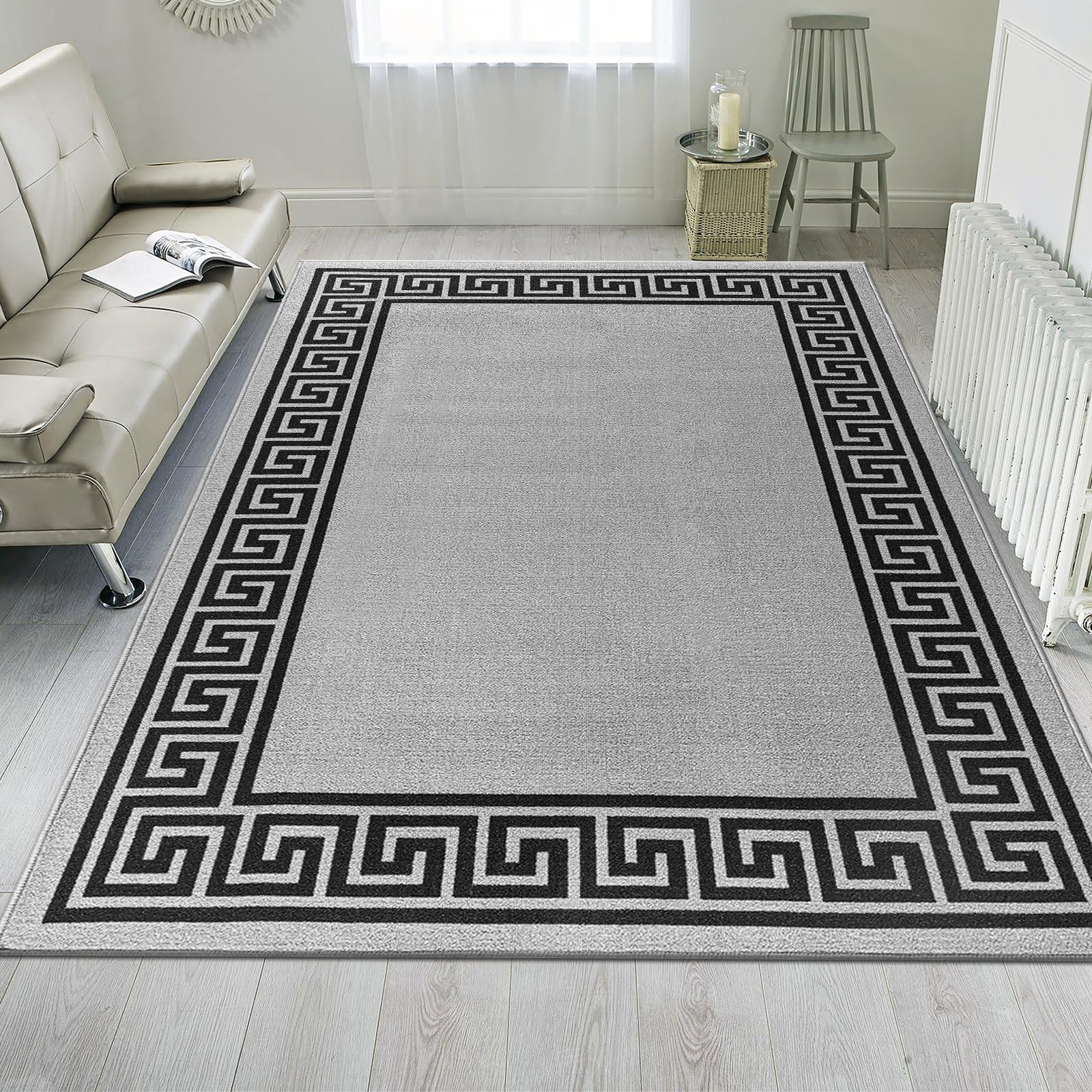 renoazul® Carpet Runners for Hallways Non-Slip Long & Wide Heavy-Duty Plain | 80 x 300 cm Super Absorbent Indoor Stair Carpet and Kitchen Anti-slip Floor Mats - Greeky Rug - Grey & Black — view 46