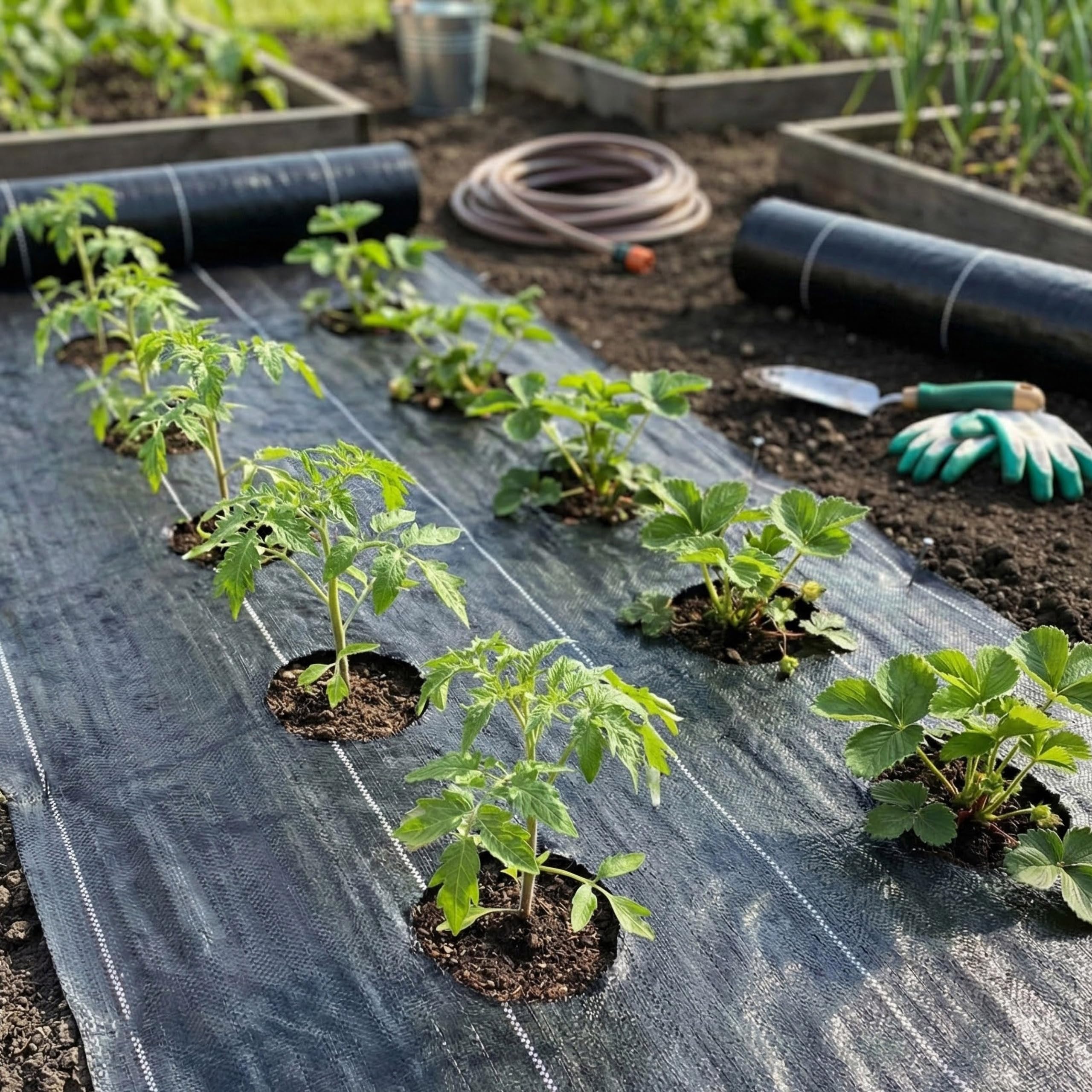 sarcia.eu Telo Anti Erbacce Nero 90 g/m² – Tessuto Molto Resistente per pacciamatura, permeabile all’Acqua, picchetti in Acciaio, Alta Resistenza UV, qualità UE, per Giardino (1,6m x 30m = 48m²)
