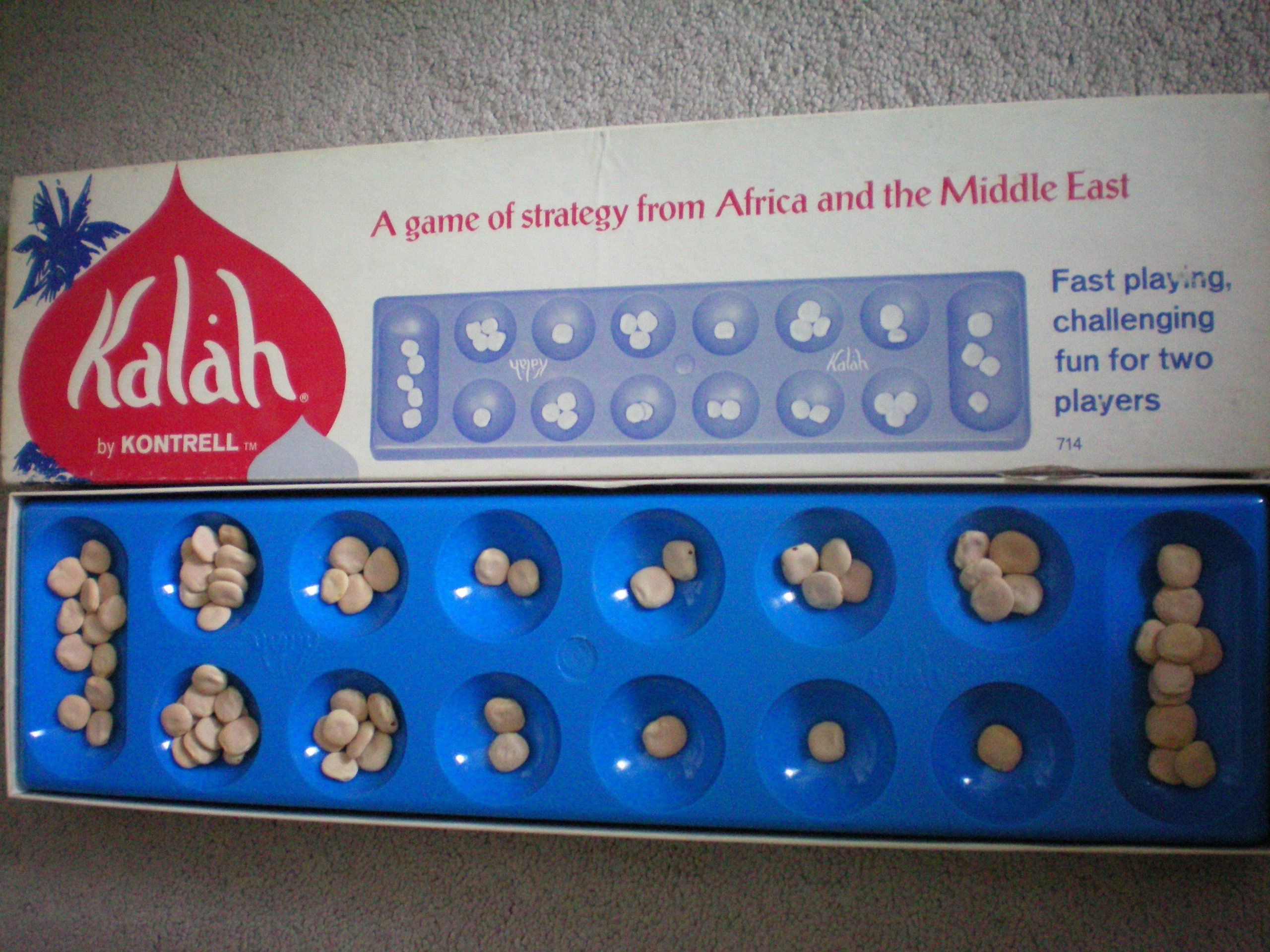 Kalah -- game of strategy from Africa and the Middle East -- , also called  Kalaha or Mancala, is a game in the mancala family invented by William  Julius Champion Jr in