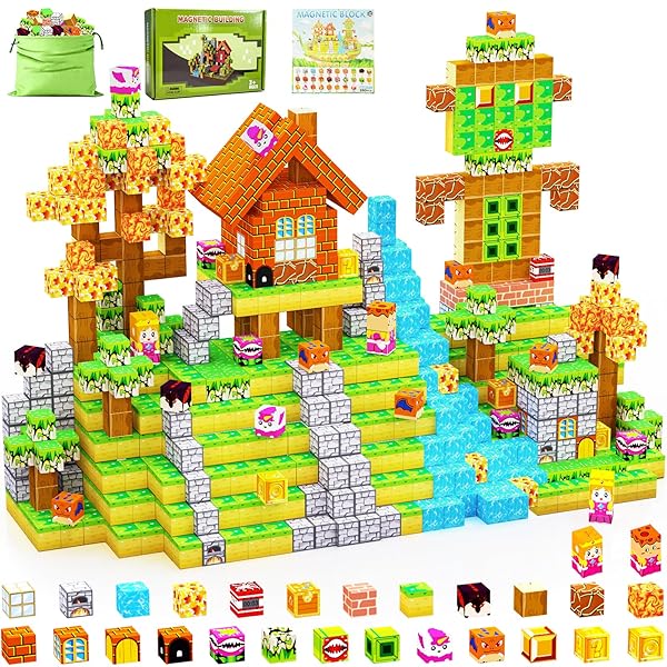 200 PCS Magnetic Building Blocks, 0.8 Inches Magnet Toys for Kids, Stacking Magnetic Building Cubes, STEM Montessori Sensory Stacking Blocks for Kids Ages 3-4-5-6-7-8-9-10 Christmas Birthday Gifts