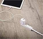 Amazon Basics Rectangular Indoor Extension Cord Power Strip - 1.83-meter, 3-Prong ,Flat Plug, Grounded - 13 Amps, 1625 Watts, 125 VAC - 2-Pack, White