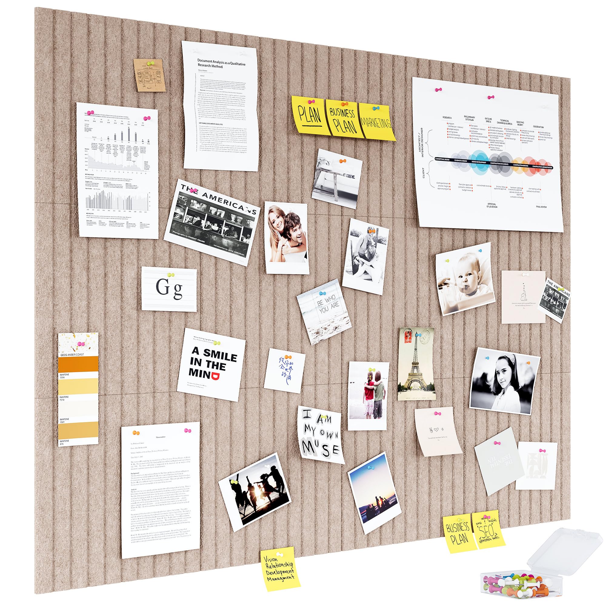 PAG-Mass Felt Bulletin Board Wall Tiles with Removable Adhesive,120×90cm Vision Board Kit for Wall Decorative,Notice Memos Pin Board for Home Office Kitchen,12 Pack-Dark Camel