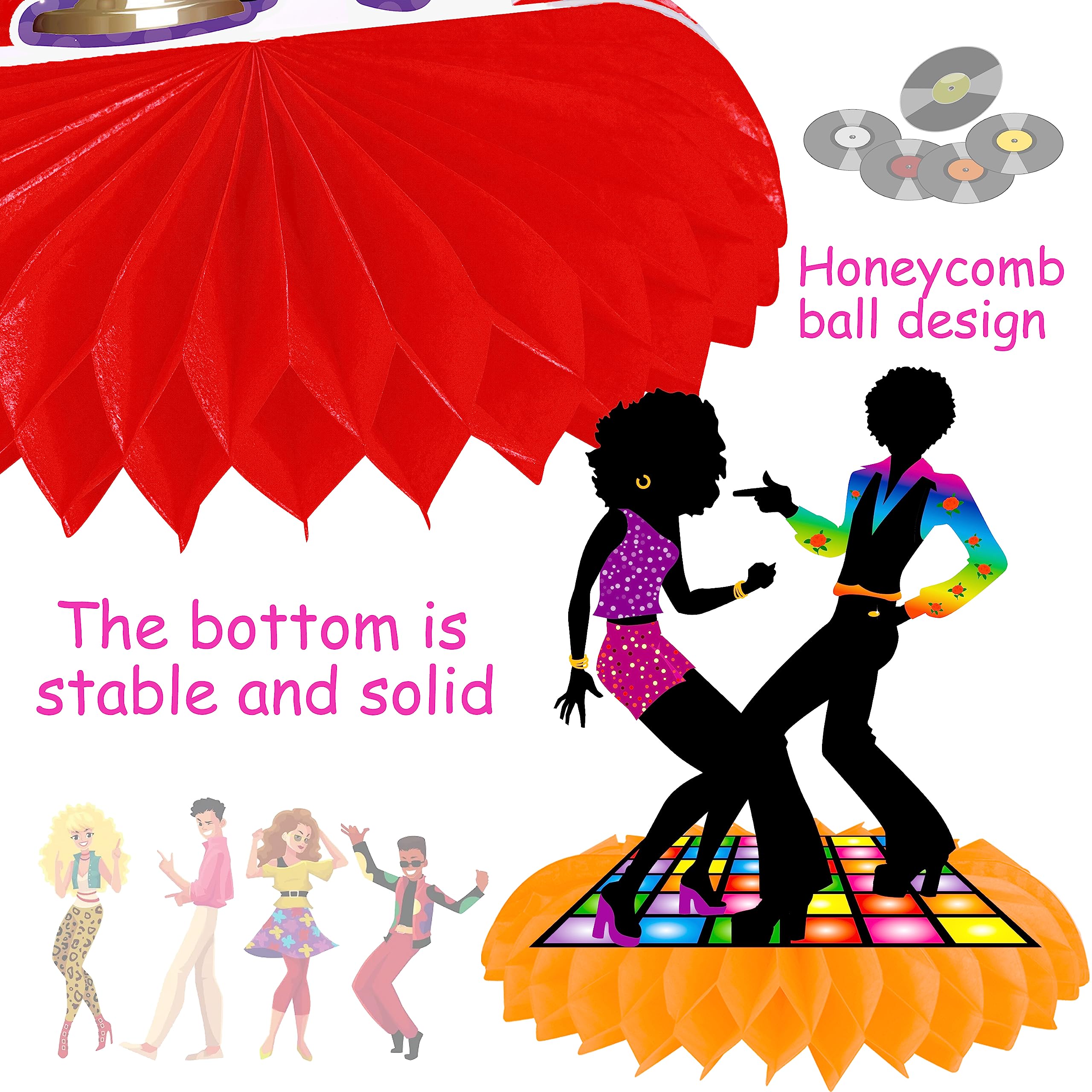 Lot De 9 Centres De Table Disco Années 80 En Nid D'Abeille Multicolores - Décorations De Fête Vibrantes Pour Enfants Et Adultes