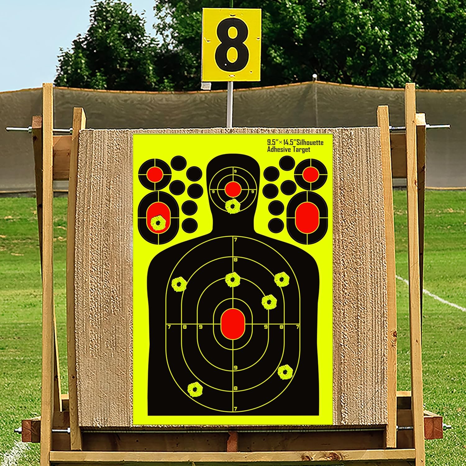 9.5x14.5 inch Silhouette Splatter Targets - Bright Fluorescent Yellow Easily seen on Impact When Hitting Target for BB Guns, airguns, Rifles, Indoor and Outdoor ranges (10/25/50 Pack)