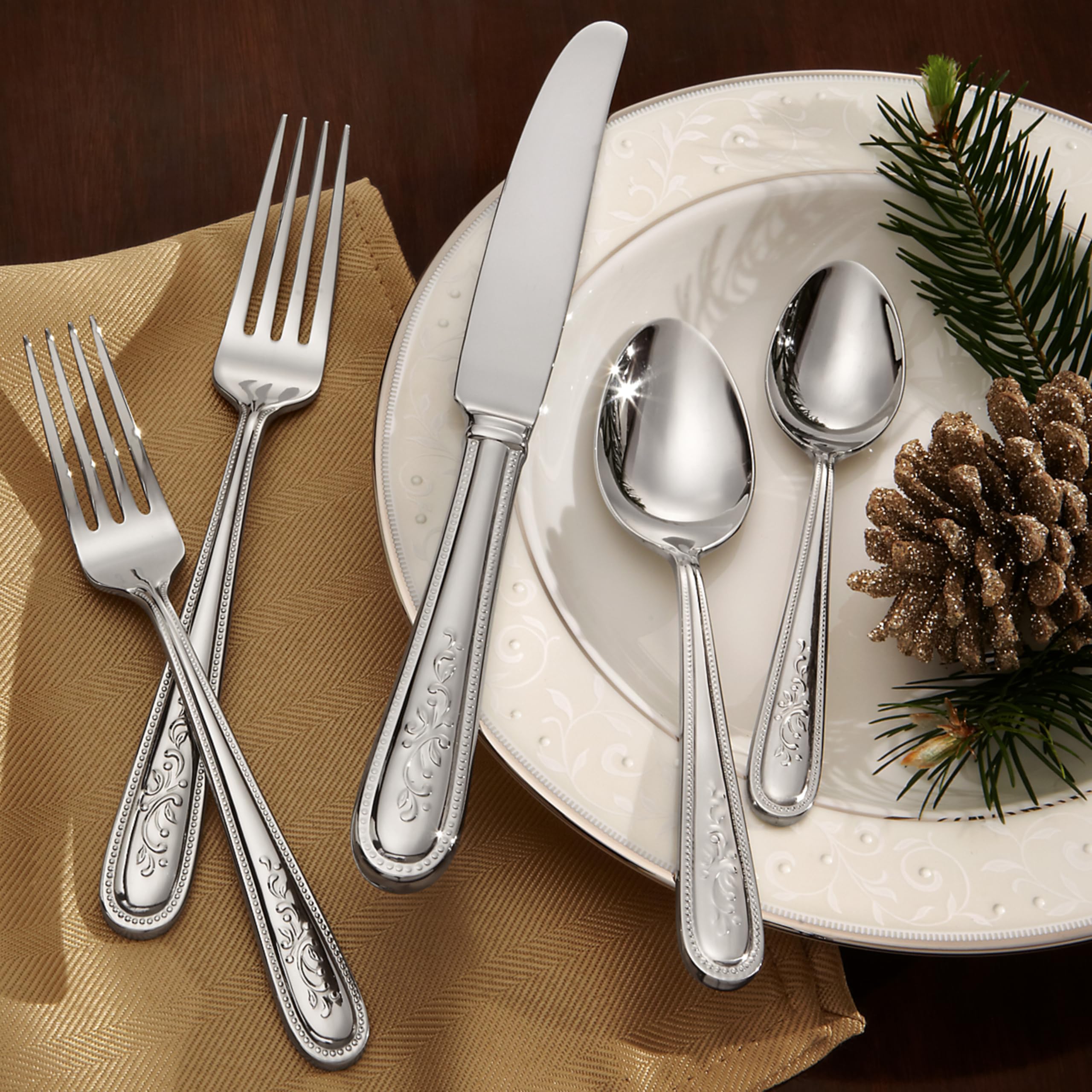 Amazon.com | Lenox 853438 Opal Innocence 20-Piece Flatware Set