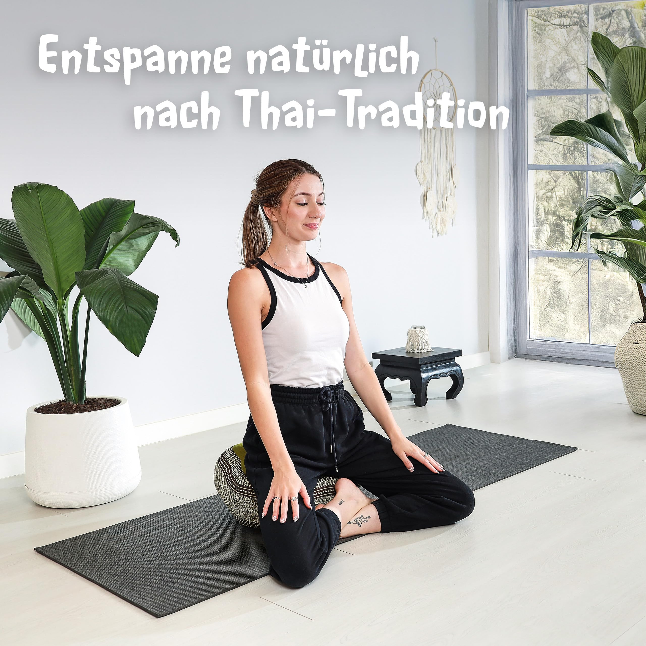 livasia Meditationskissen Stern groß - Ø 40x20cm - Yogakissen mit Kapok, Pouf, Bodenkissen sternförmig Yoga Zen Meditation, Zafukissen Garten Balkon, Sitzkissen handgefertigt