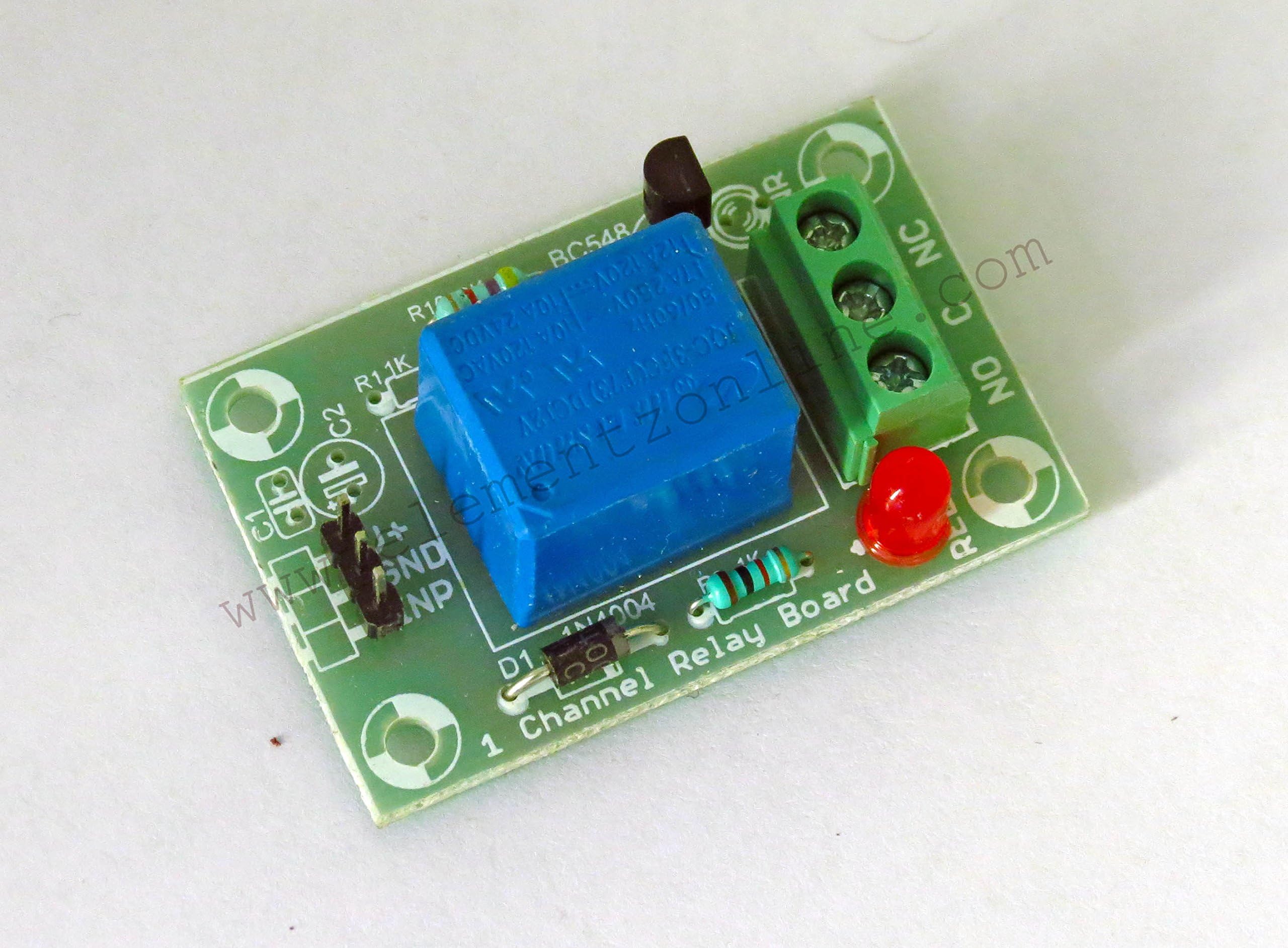 Elementz Engineers Guild Pvt Ltd 1CH_RELAY_BOARD One Single Channel 1 Ch 12V Relay Board Module, Controllable with 5V Or 3.3V Signal