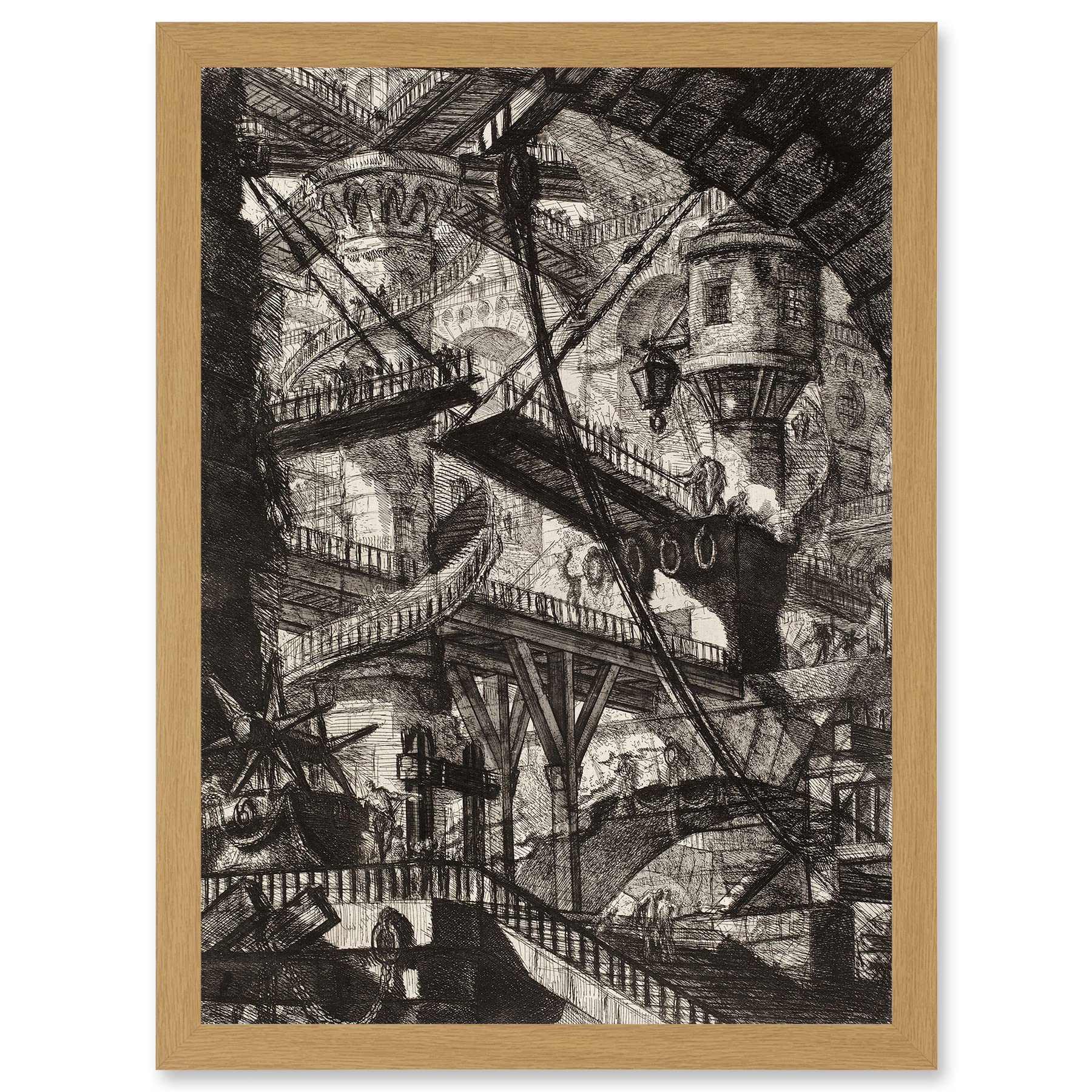 Artery8 Giovanni Battista Piranesi Drawbridge Plate 7 Etching Artwork Framed Wall Art Print A4