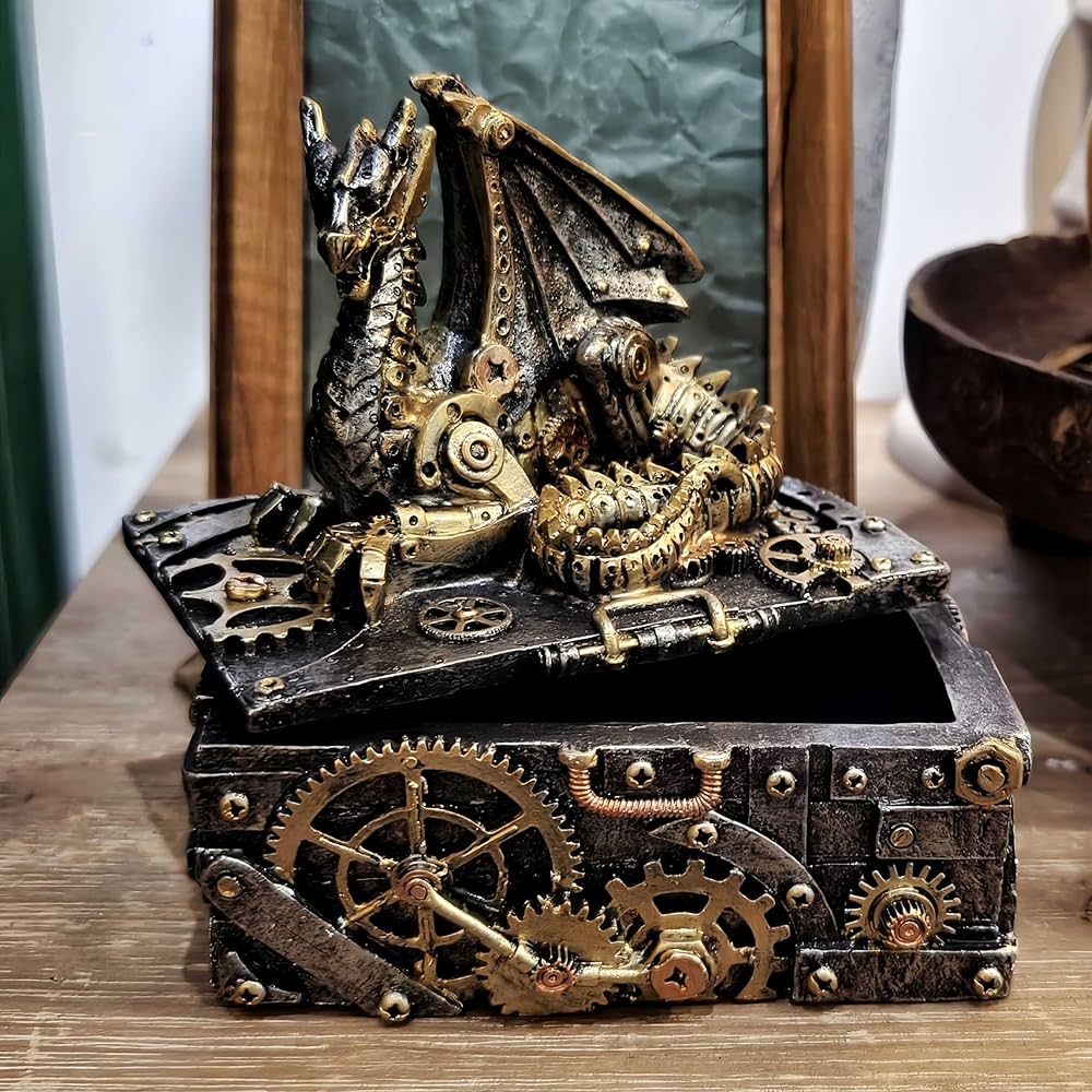 Amazon|HEINBOW スチームパンク ドラゴン 像 小物入れ ドラゴン 置物 Amazon|HEINBOW スチームパンク ドラゴン 像 小物入れ ドラゴン 置物