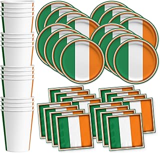 Irish Flag Ireland Birthday Party Supplies Set Plates Napkins Cups Tableware Kit for 16