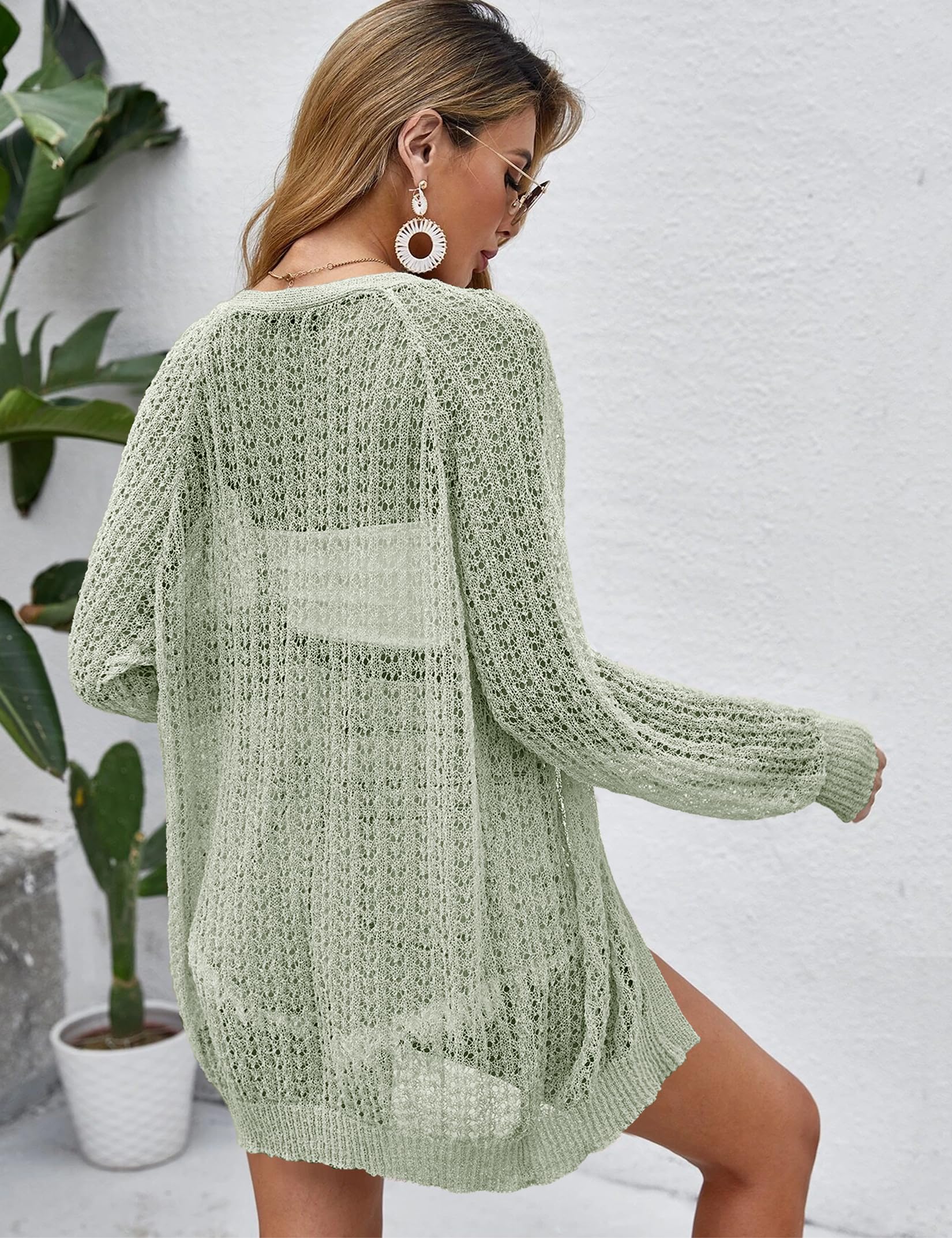 XuBa Cardigan estivo da donna, leggero, sottile, a maniche lunghe, da spiaggia