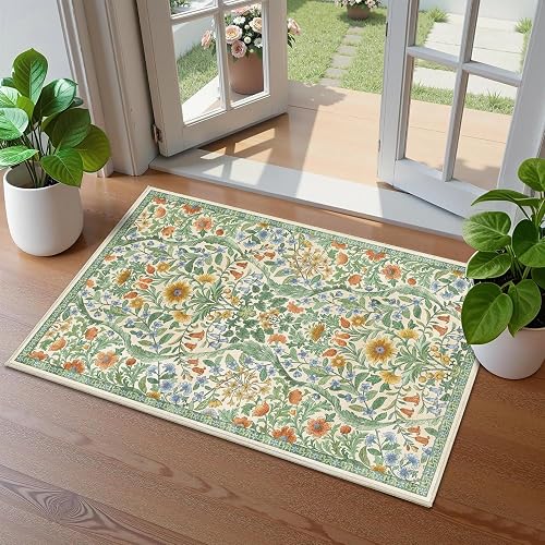 NakedCloud 3x10 Floral Runner Rug Washable Hallway
