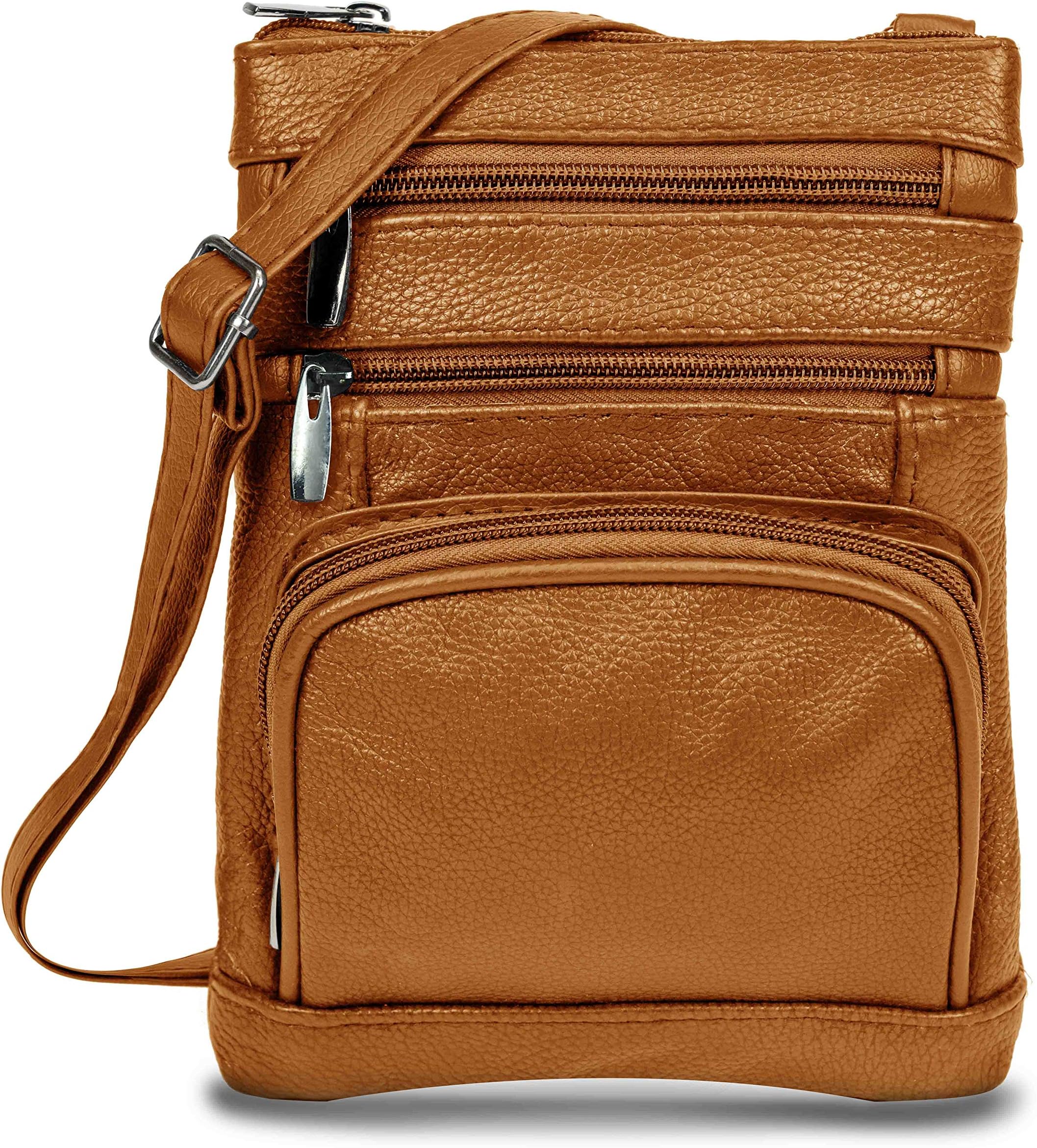 Krediz leather Crossbody Purses for Women, Multi Pocket Crossbody Purse with Adjustable Strap, Soft & Durable Leather Purse