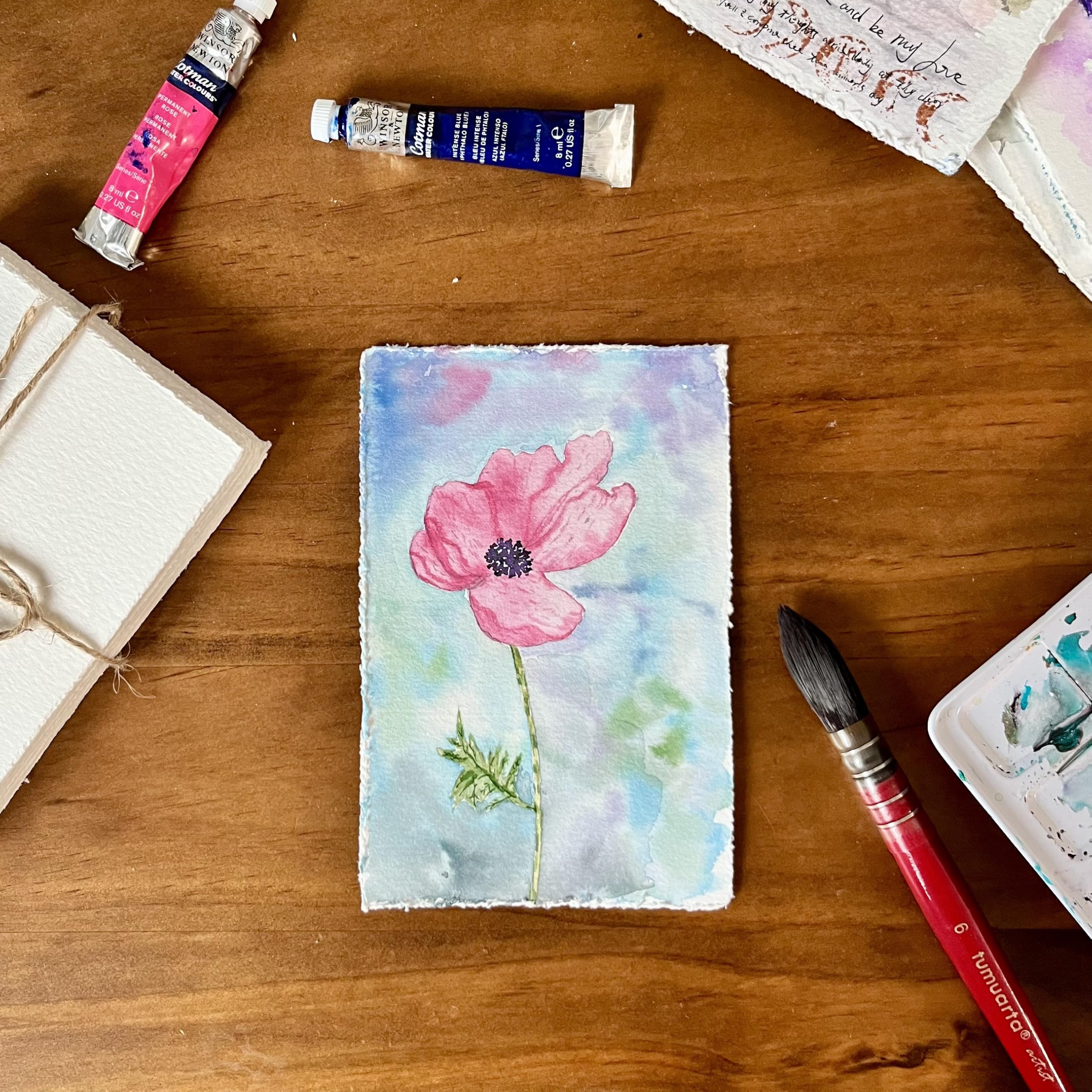 Deckle Edge – Papier aquarelle 100 % coton, 63,5 kg, 300 g/m², 30 feuilles de papier mixte pour technique sèche et humide, les cartes vierges tumuarta sont parfaites pour les cartes de vœux et les