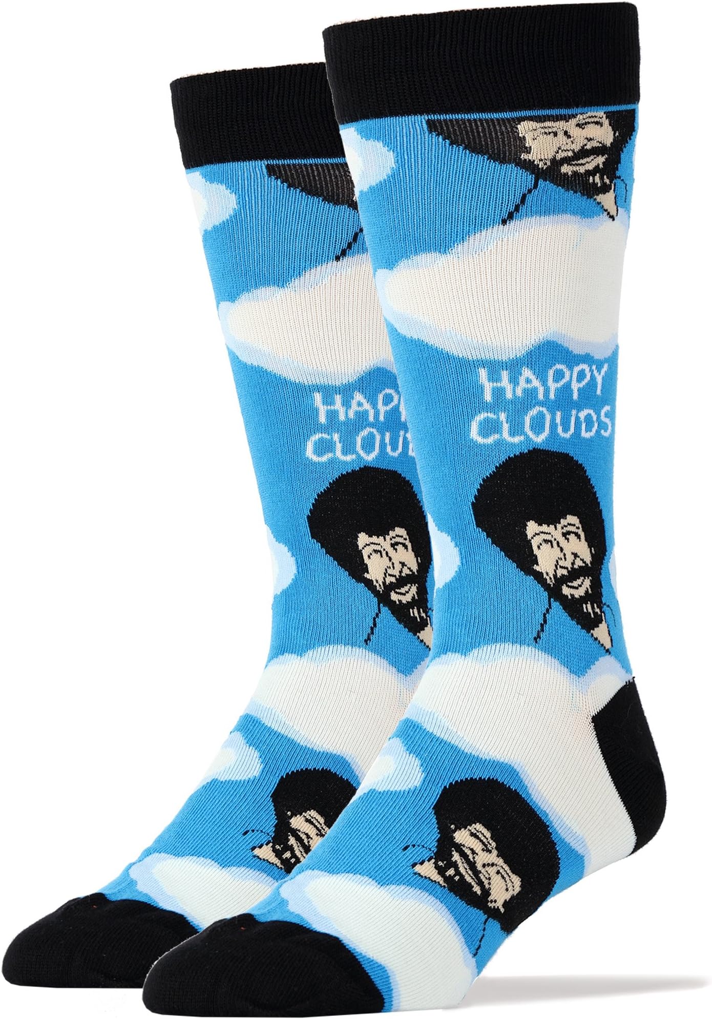 Men's Bob Ross Novelty Crew Socks, Funny Crazy Socks, Fun Casual Dress Cotton Socks, Painting Bob Ross, Szie 8-13
