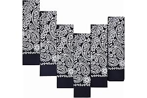 Black Bandanna Set: 6-Pack 100% Cotton - Perfect Choice for Gifts